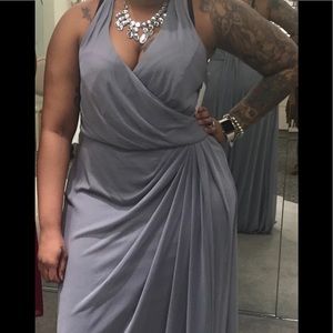 Long mesh t strap halter gown