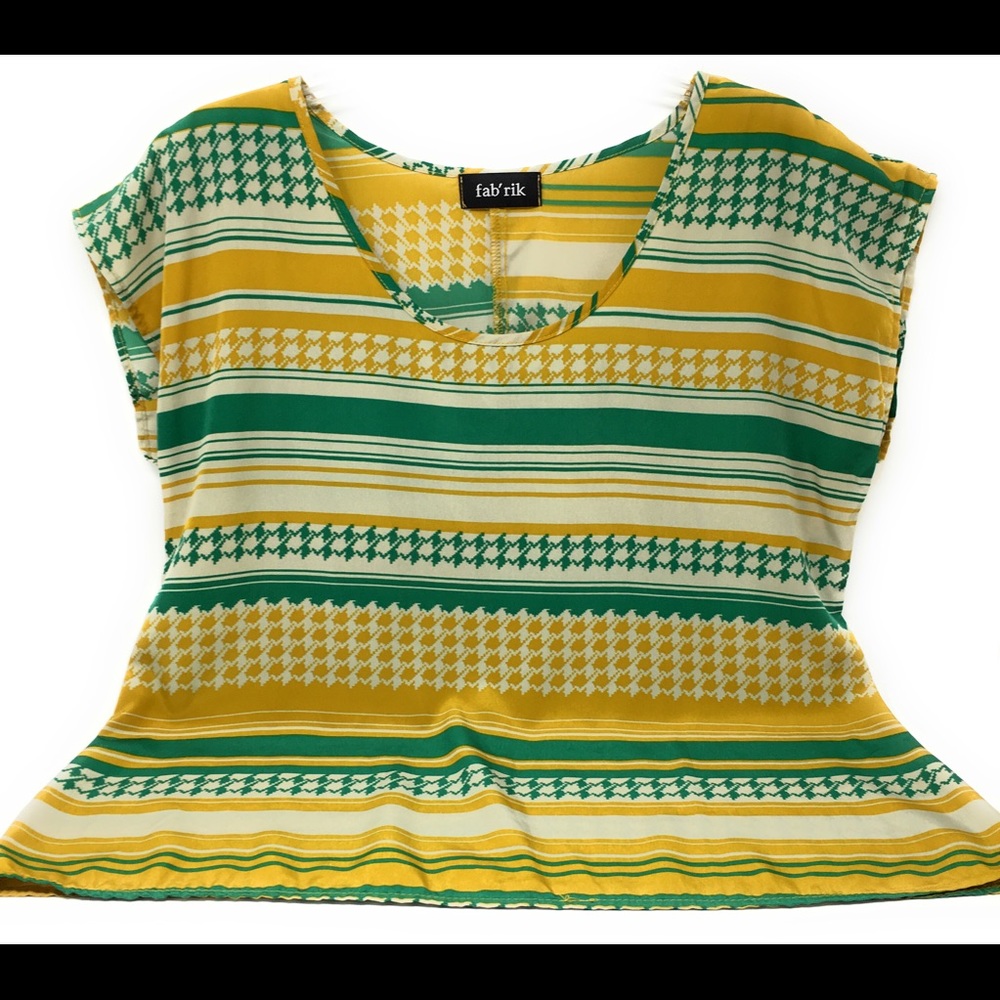 Fab'Rik Women's Blouse Short Sleeve Multi Color