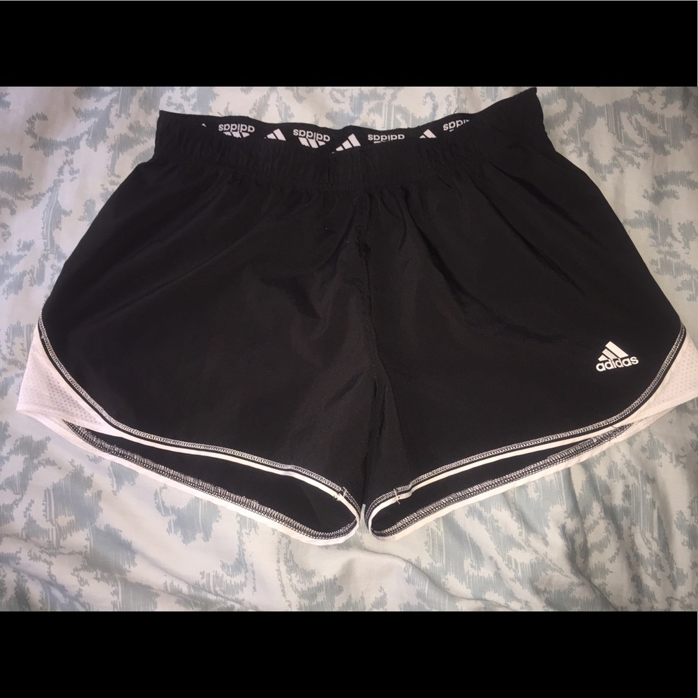 Adidas black and white climailte athletic shorts