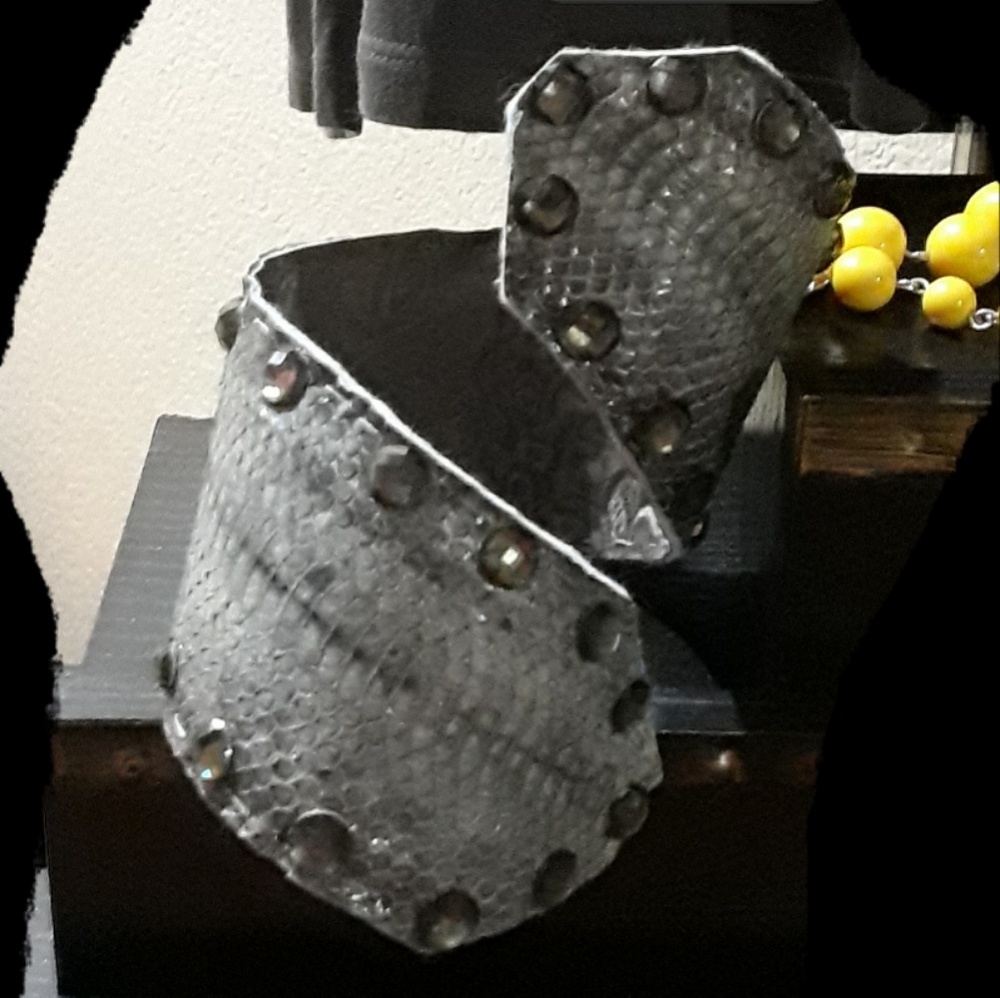 Gray Real Cobra skin Wrap around Cuff