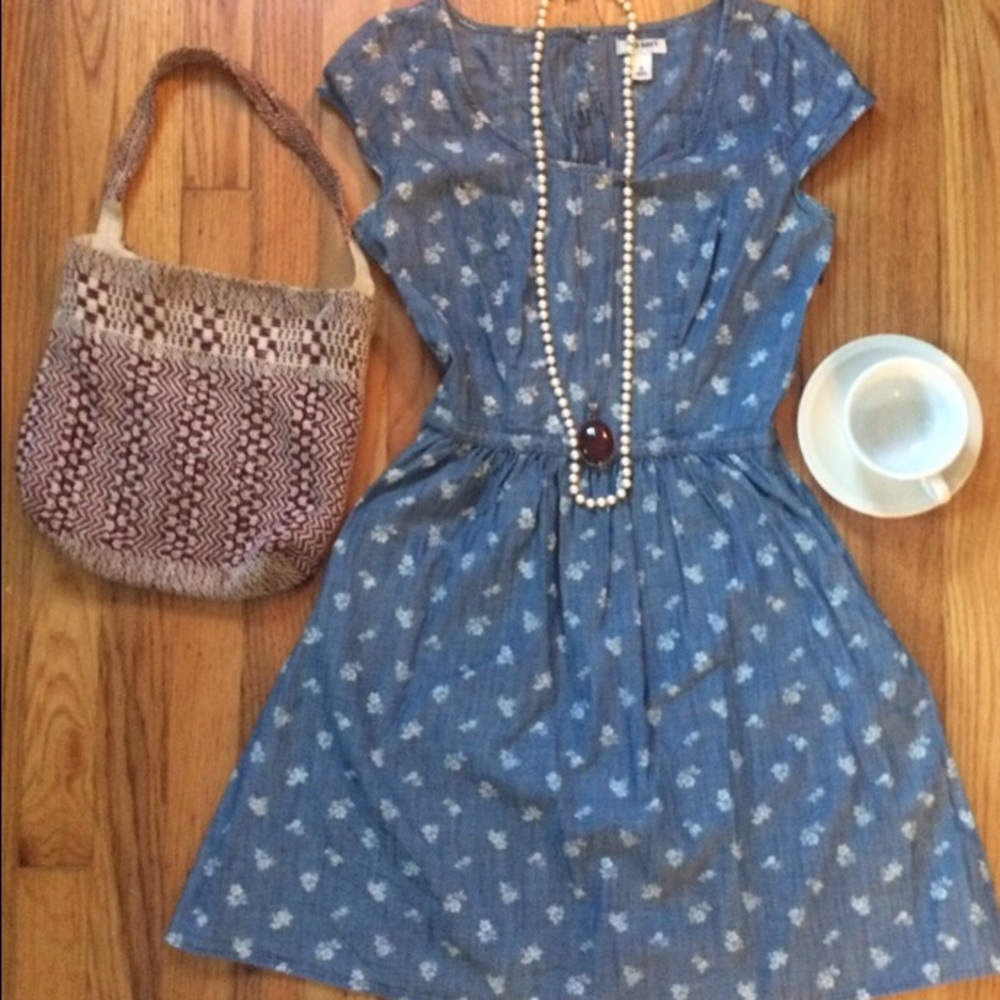 Old Navy Cotton Denim Floral Dress