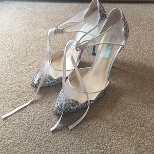 Betsy Johnson silver sparkly heels