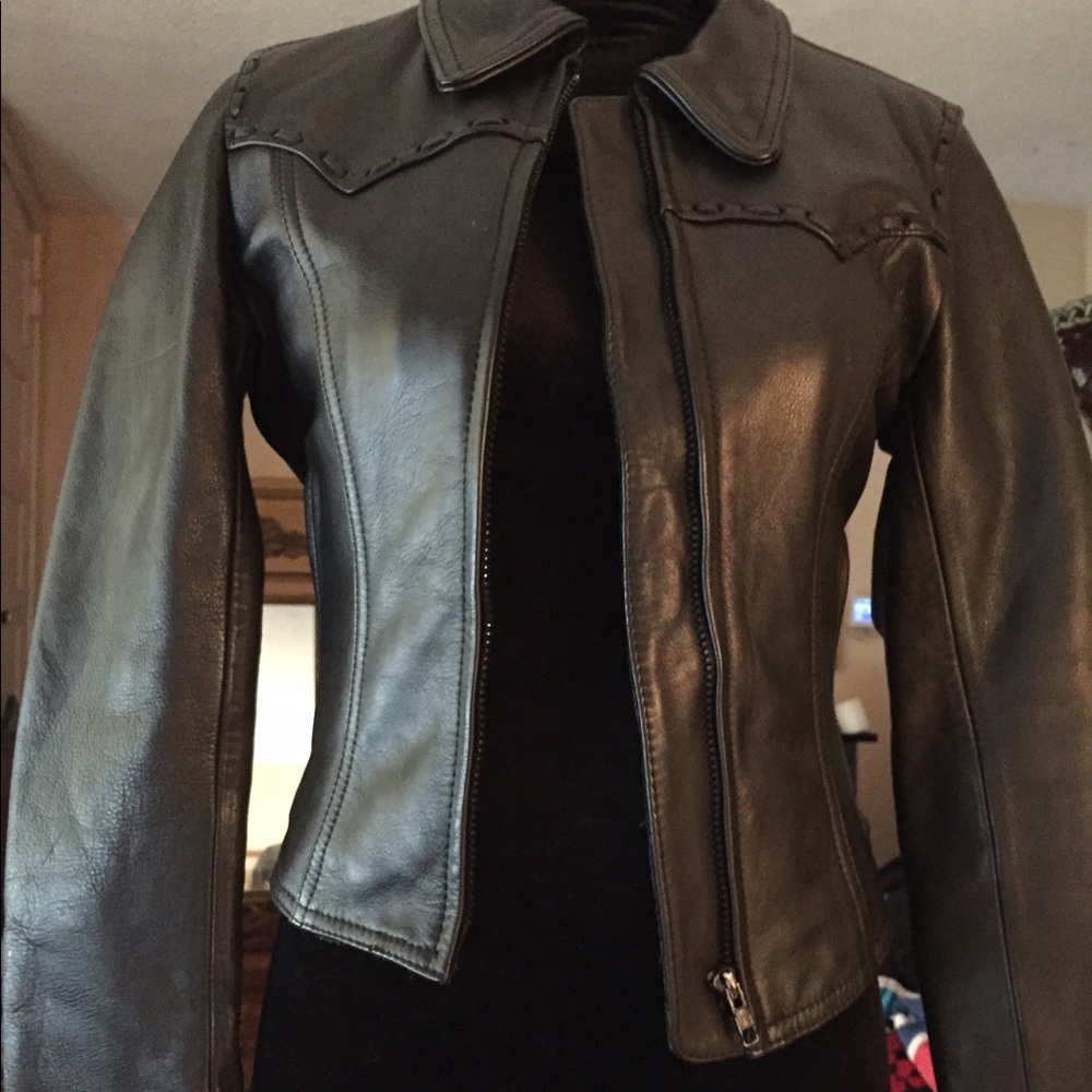 Easy Riders HEAVY leather jacket Sz 34 RARE