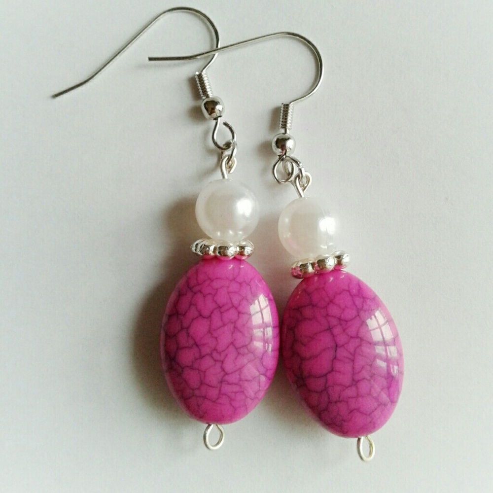 Handmade pink dangle earrings