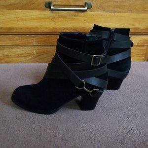 Black suede fall bootie