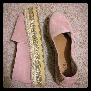 Pieces glittered platform espadrilles