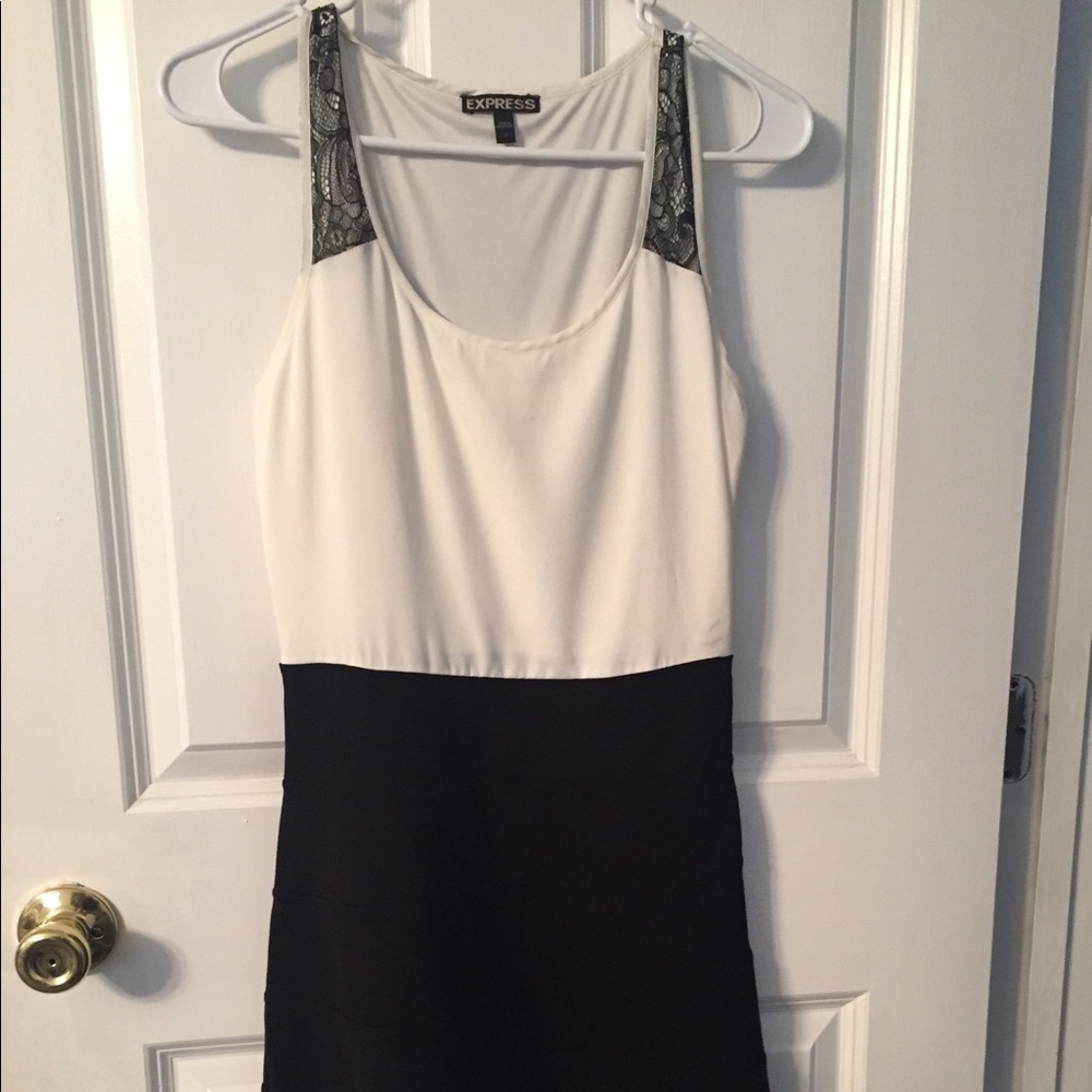 Express black and white dress