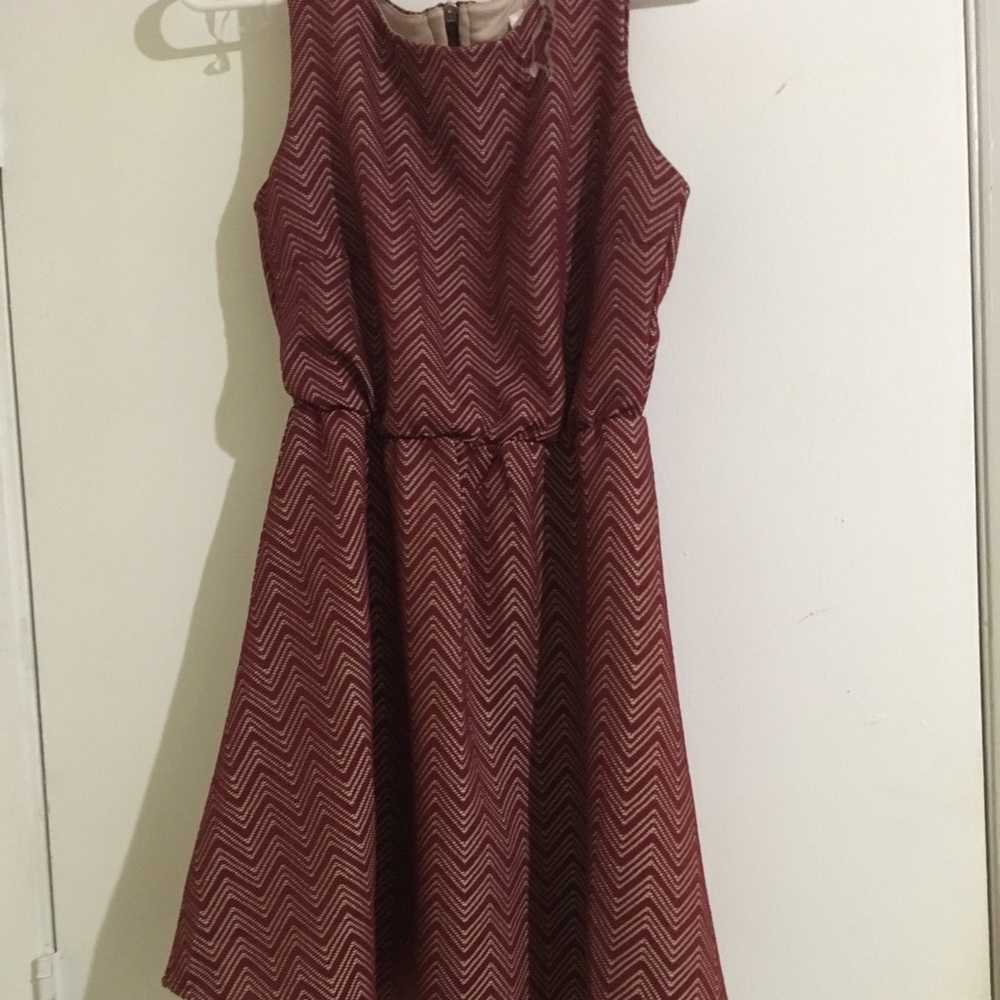 Burgundy/ cream colored dress
