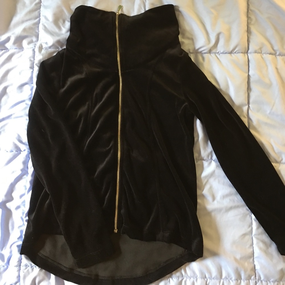 Zip velour black track jacket