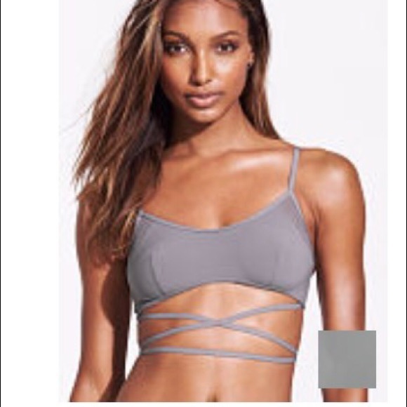 BNIP Victoria's Secret Gray Scoop Wrap Bralette - Picture 2 of 6
