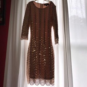 lulus tight sequined rose gold cocktail dress