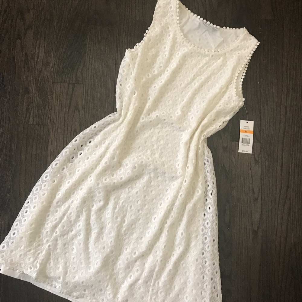 NWT Kim Rogers Sleeveless Ivory Lace Shift Dress