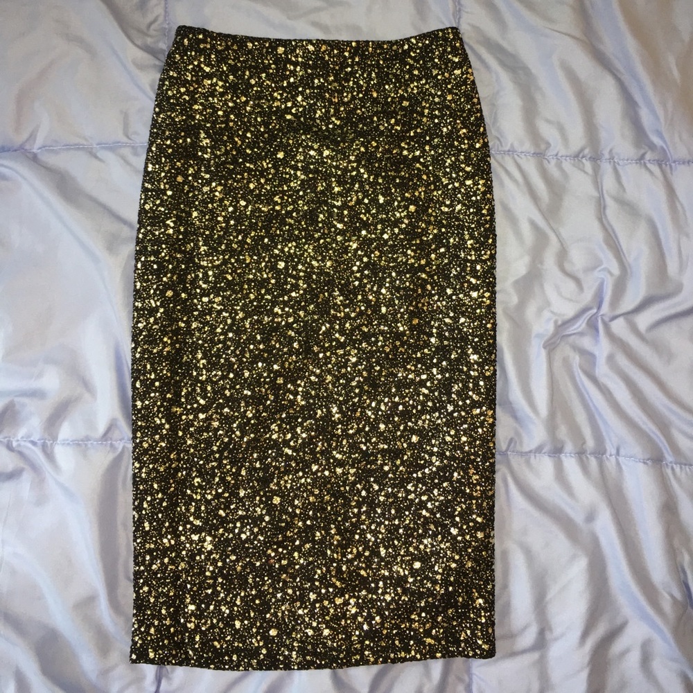Black gold flecked pencil skirt