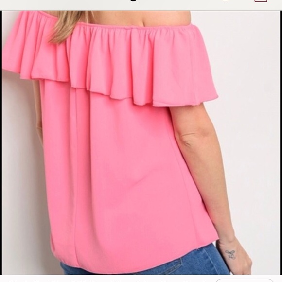 Clearance🎀Pink off the shoulder top🎀 - Picture 2 of 2