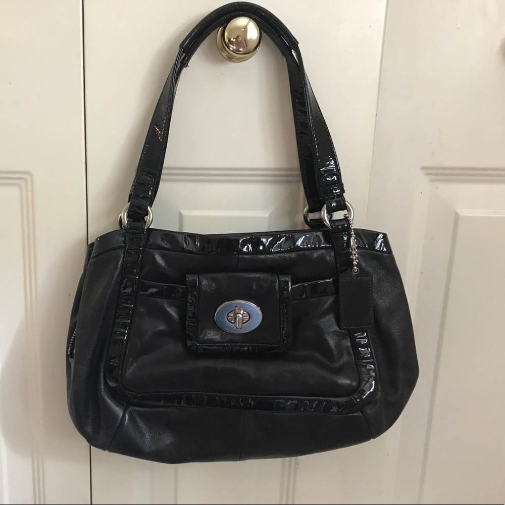 Coach black leather handbag