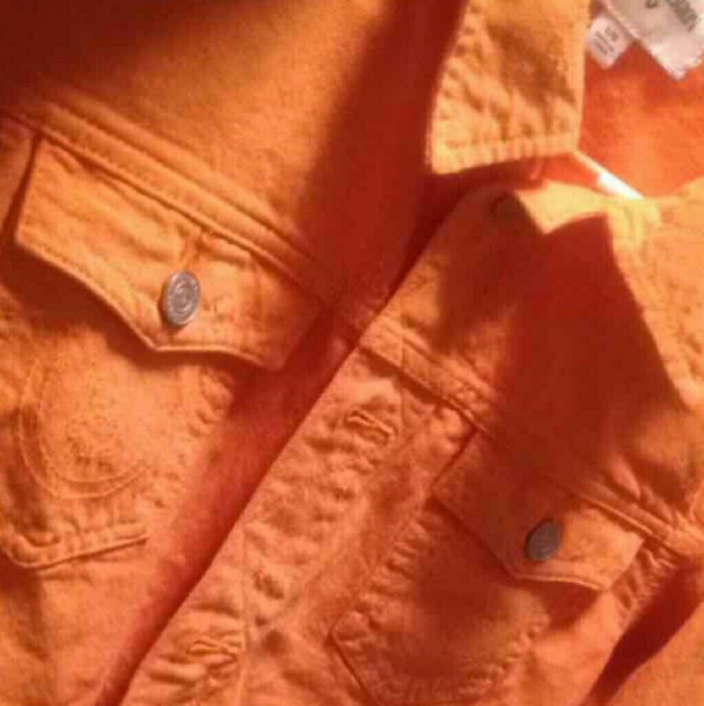 RARE Orange True Religion Jean Jacket
