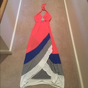 Maxi pink halter pink dress