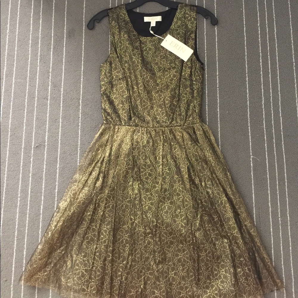 Erin fetherson gold/black dress. NWT
