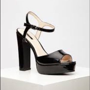 Faux Patent Platform Sandals