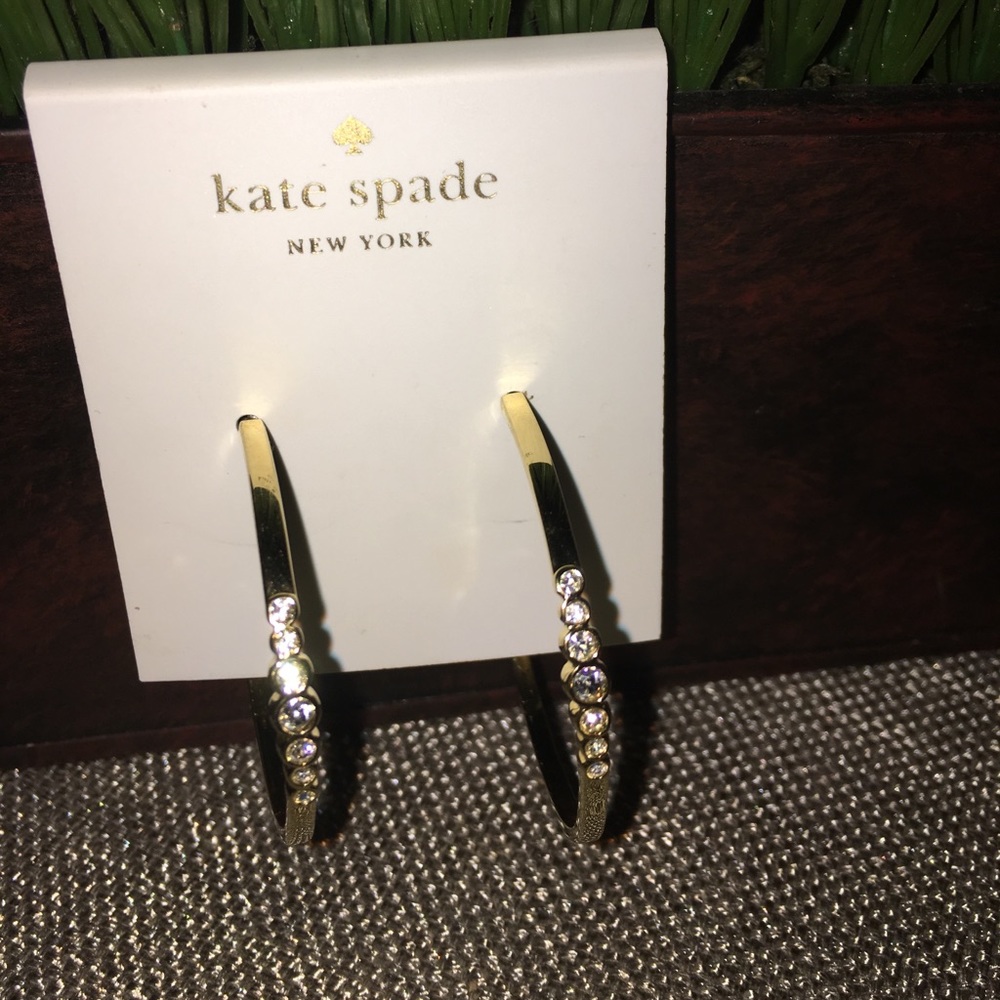 Kate Spade ♠️ gold hoops with faux diamonds 💎 's
