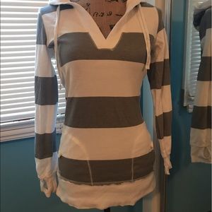 Gray And White Striped Sweatshirt