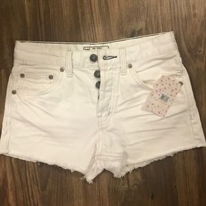 Free People White Demin Shorts