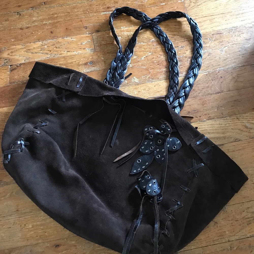 Brown suede tote