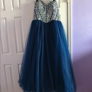Navy Blue Corset Prom Dress