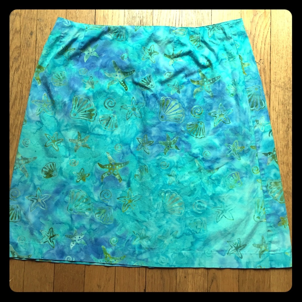 Caribbean Sea inspired batik print skirt.