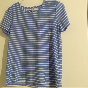 Powder blue/white striped rayon shirt