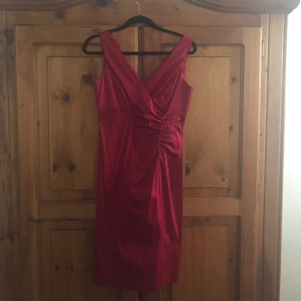 Red Satin Donna Rocco Cocktail Holiday Dress