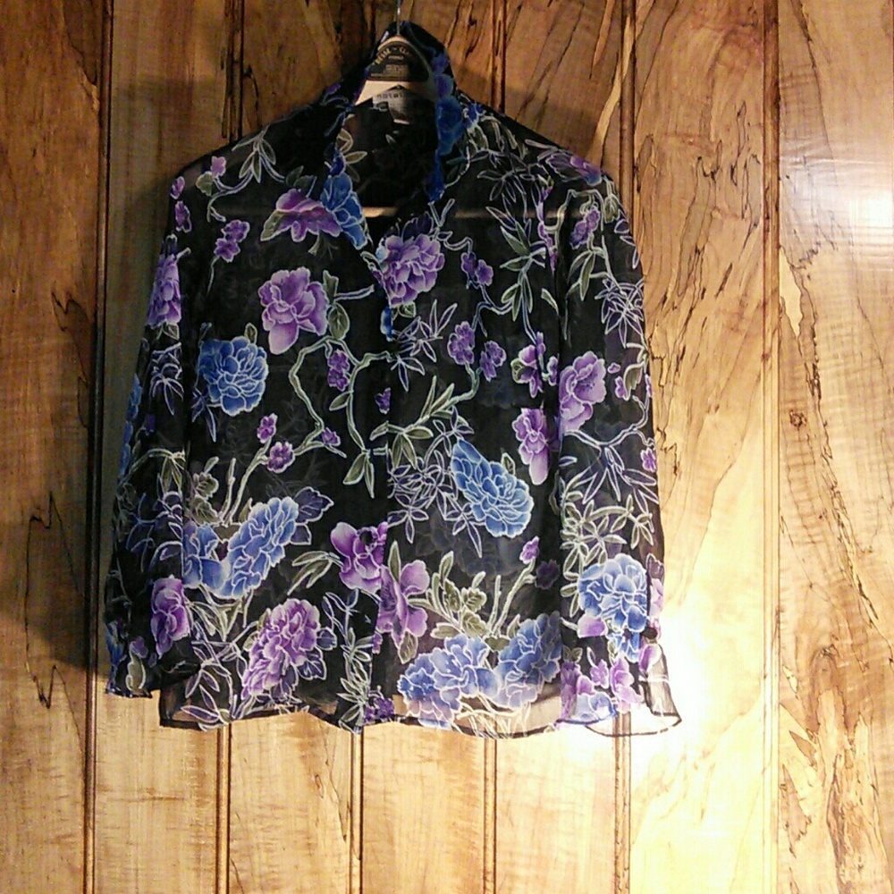 Sheer floral blouse