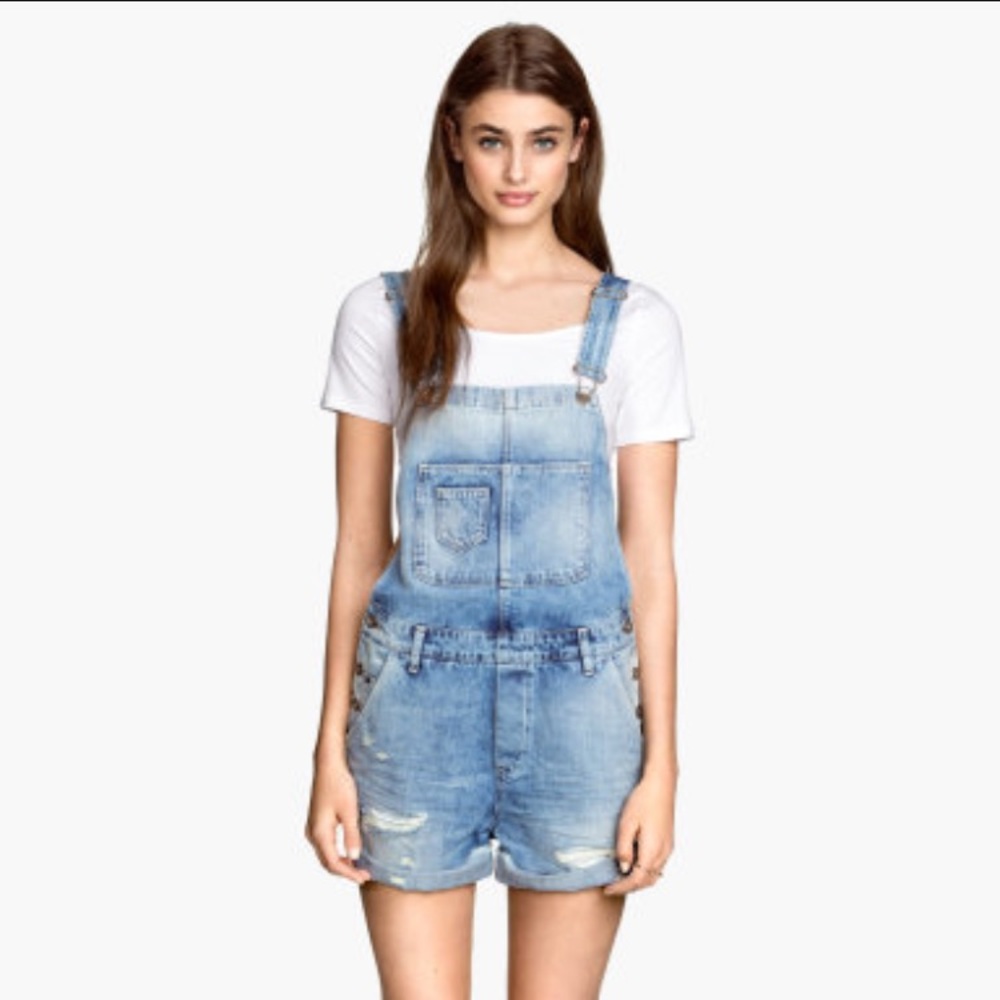 H&M denim overall shorts