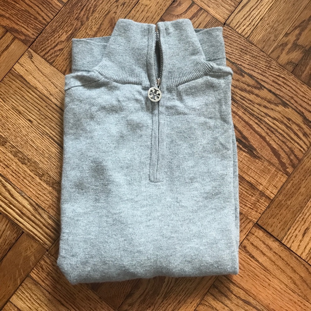 Gray cotton and cashmere pullover sweater