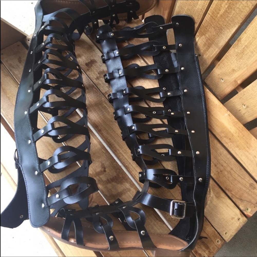 Tall black gladiator sandals