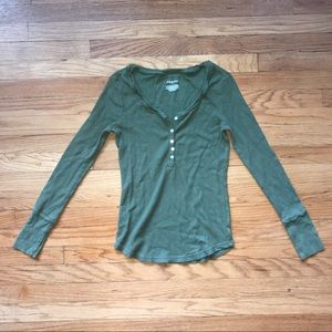 Long Sleeve 3/4 Button Feminine Thermal