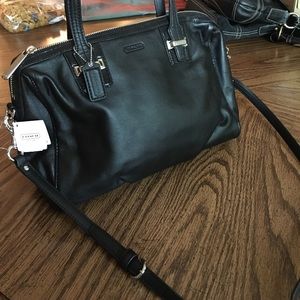 Coach black leather shoulder bag