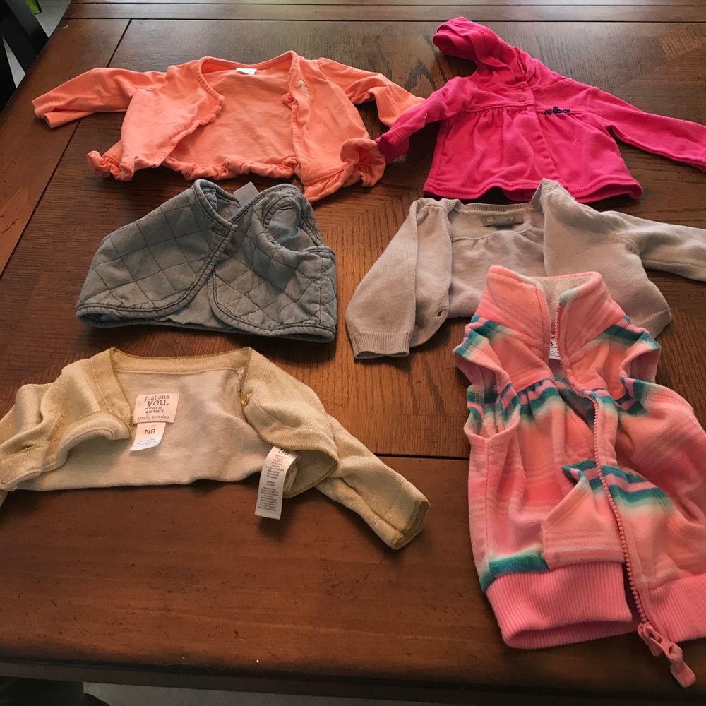 6 cardigans/best (all 3 mo except one newborn)