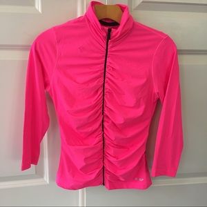 Bebe Sports Women's Pink Ruched Funnel Jacket  S