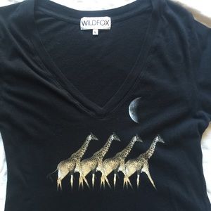 Moonlit Safari V Neck Tee - Giraffe Shirt