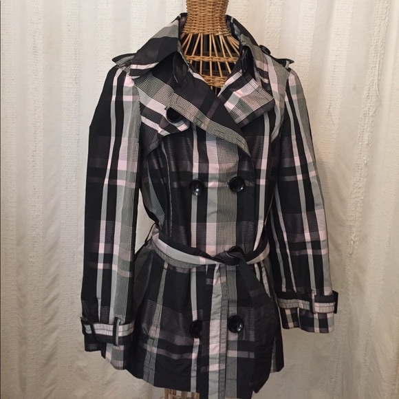 Tuzzi Nero Jackets & Blazers - Black and pink plaid short trench
