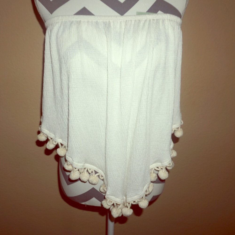 NWT AUDREY3+1 Pom Pom Tube Top! Size:S/M
