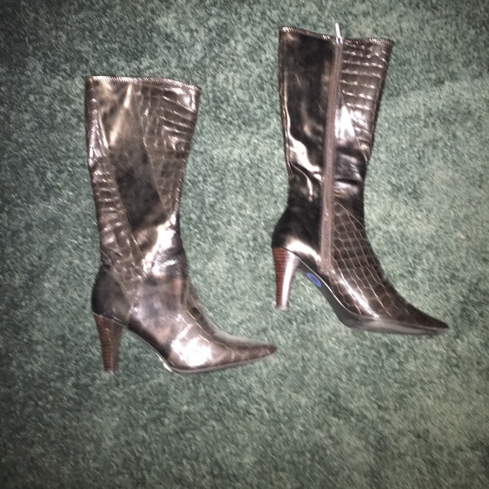 Faux Alligator Brown Boots
