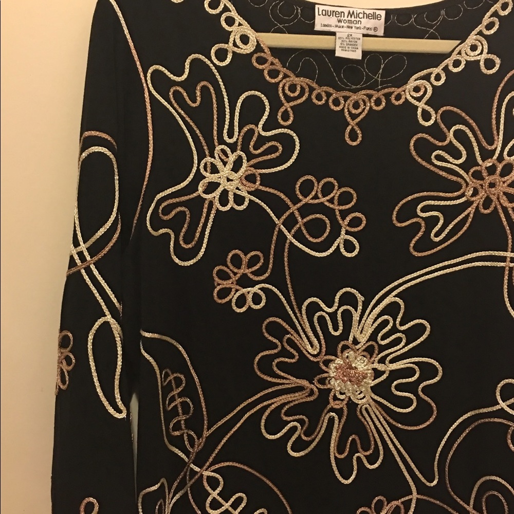 Lauren Michelle brocade blouse 2X