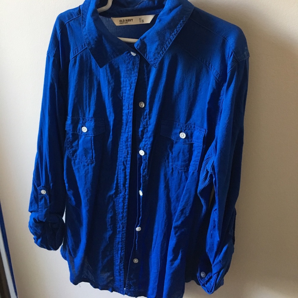 Bright blue button down