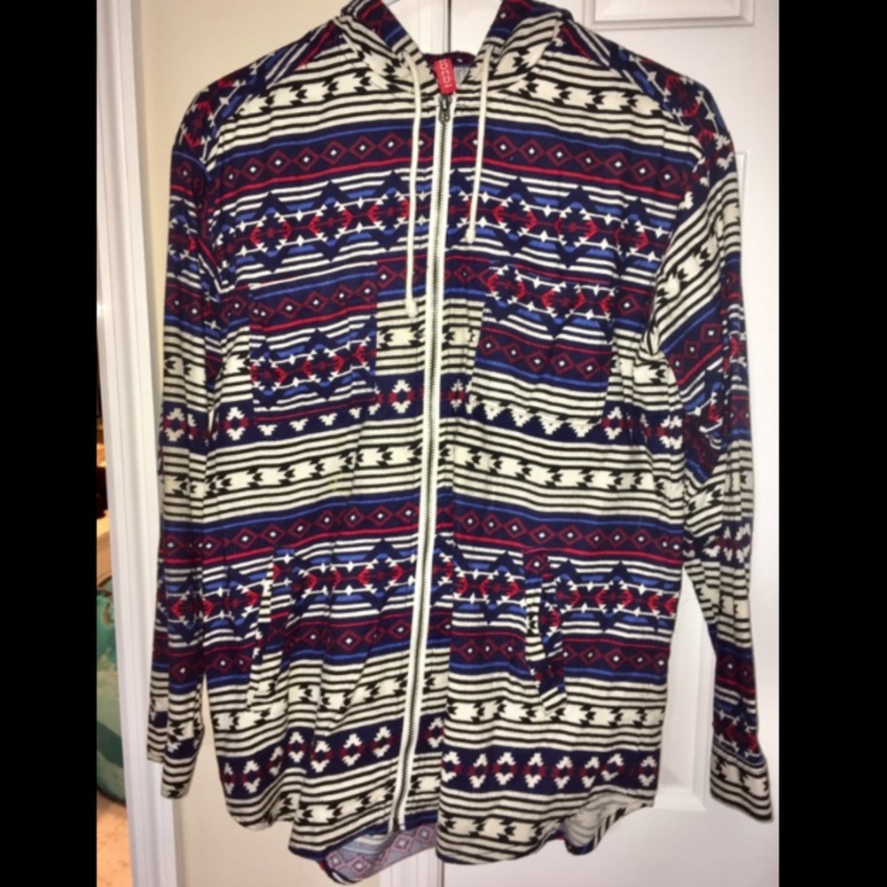 Tribal print zipper up