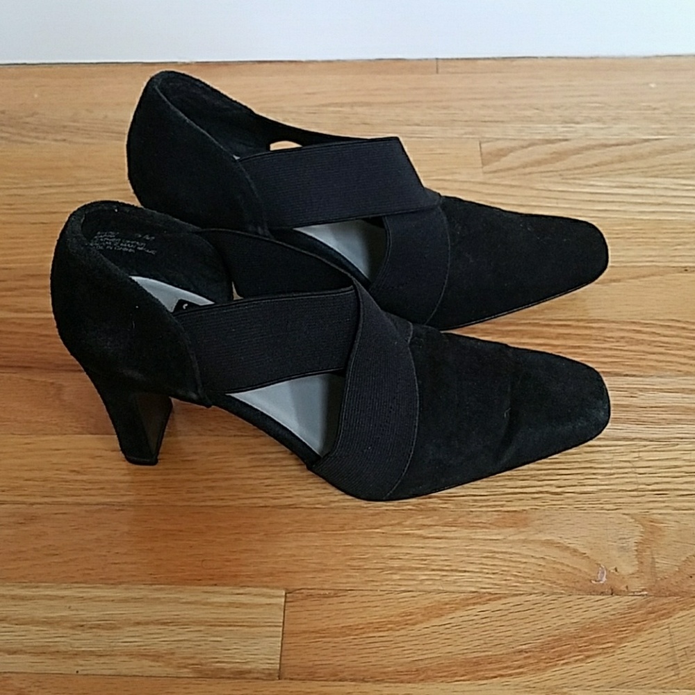 Black suade heels