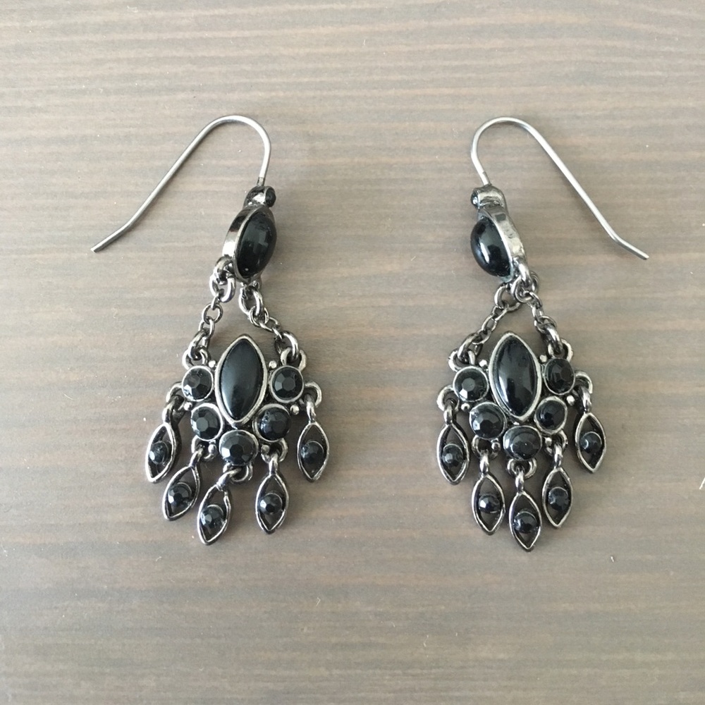 Black and silver chandelier earrings