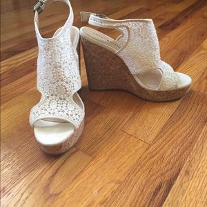 Lucky brand white cream wedges