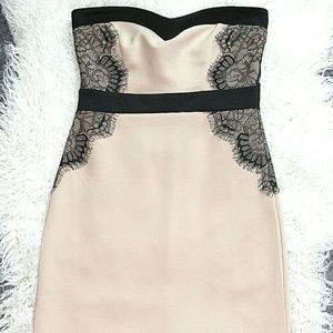 Like new Tan mini dress with sweet heart neckline